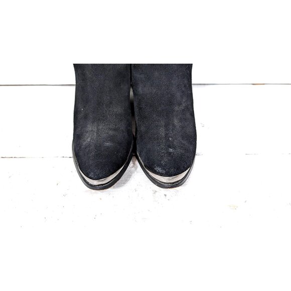 90s vintage black suede leather slouchy western metal tip boots - Picture 3 of 8
